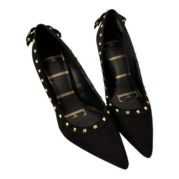 Elle Black Faux Suede Pumps - Picture 3 of 6